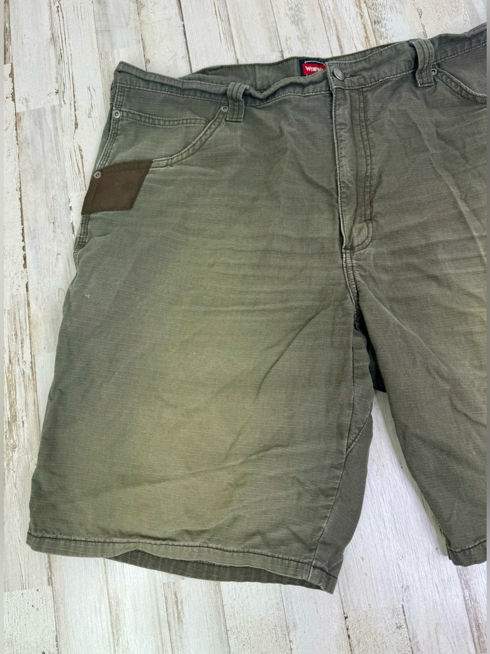Wrangler Workwear Shorts Mens 40 Green Utility Canvas Hike Workwear - Picture 3 of 10